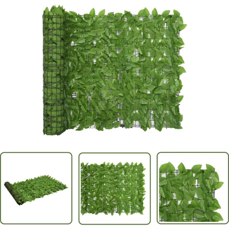 The Living Store Écran de balcon avec feuilles vert 400x100 cm - Écran De Balcon - Brise Vue - Intimité - Décoration Extérieure - Parasol