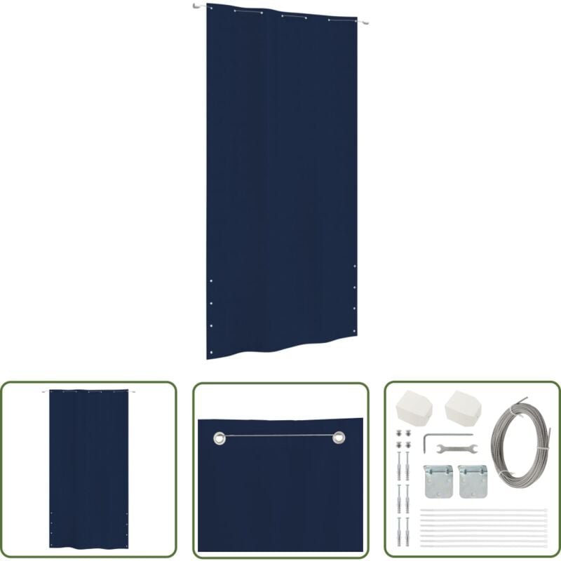 The Living Store Écran de balcon Bleu 140x240 cm Tissu Oxford - Écran De Balcon - Protection D'intimité - Décoration Extérieure - Tissu Oxford