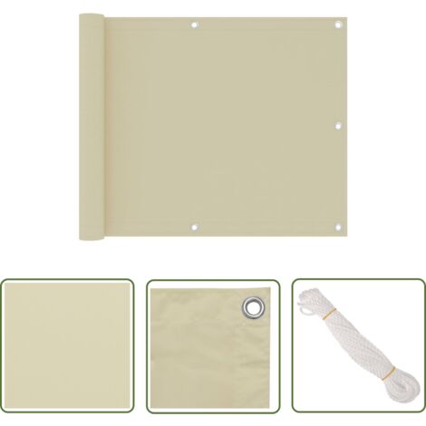 The Living Store Écran de balcon Crème 75x300 cm Tissu Oxford - Écran De Balcon - Paravent De Balcon - Intimité Balcon - Protection Solaire Balcon - Voile D'ombrage