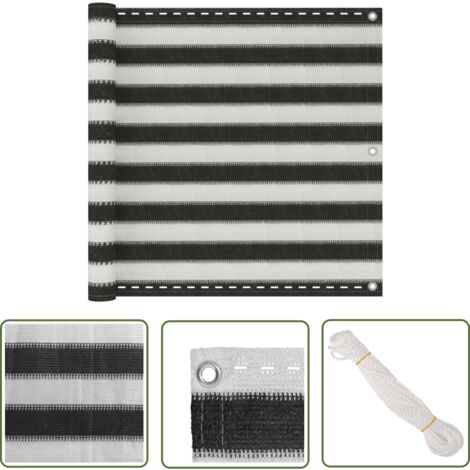 The Living Store Écran de balcon en PEHD 90x400 cm Anthracite et blanc - Écran De Balcon - Parasol Pour Balcon - Intimité Balcon - Protection Solaire Balcon - Voile D'ombrage Balcon