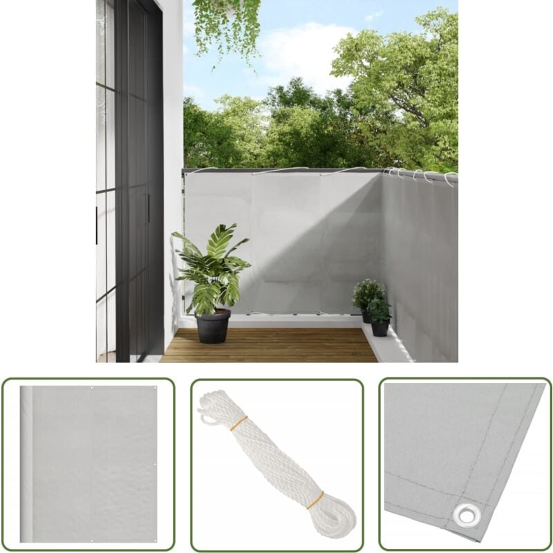 The Living Store - cran de balcon gris clair 120x600 cm 100% polyester oxford - Paravent Balcon - Écran De Confidentialité - Brise Vue - Parasol