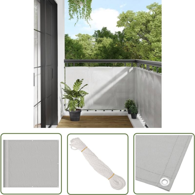 The Living Store - cran de balcon gris clair 90x500 cm 100% polyester oxford - Paravent Balcon - Écran De Balcon - Brise Vue - Vie Extérieure