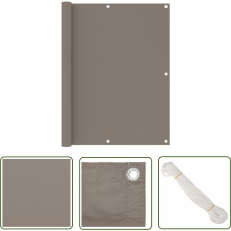 The Living Store Écran de balcon Taupe 120x400 cm Tissu Oxford - Écran De Balcon - Paravent De Balcon - Intimité Balcon - Protection Solaire Balcon - Voile D'ombrage
