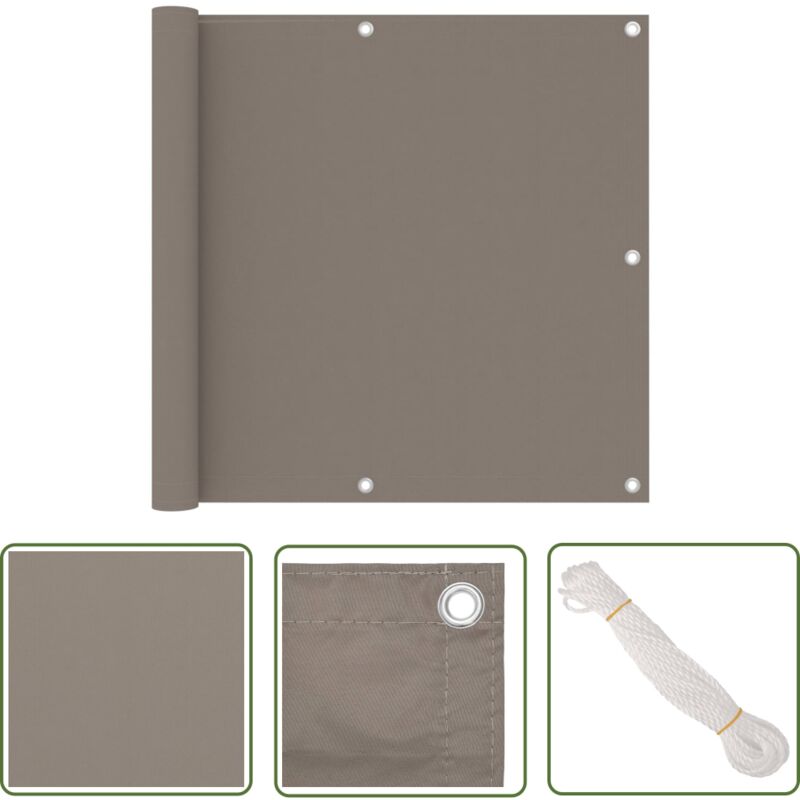 Abcrital - The Living Store Écran de balcon Taupe 90x300 cm Tissu Oxford - Écran De Balcon - Intimité Balcon - Parasol Balcon - Voile D'ombrage