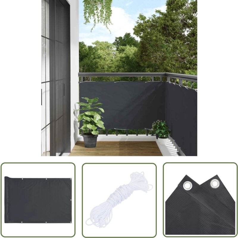 The Living Store - cran d'intimité de balcon anthracite 300x75 cm pvc - Brise Vue Balcon - Ecran D'intimité - Cloture Balcon - Protection Solaire
