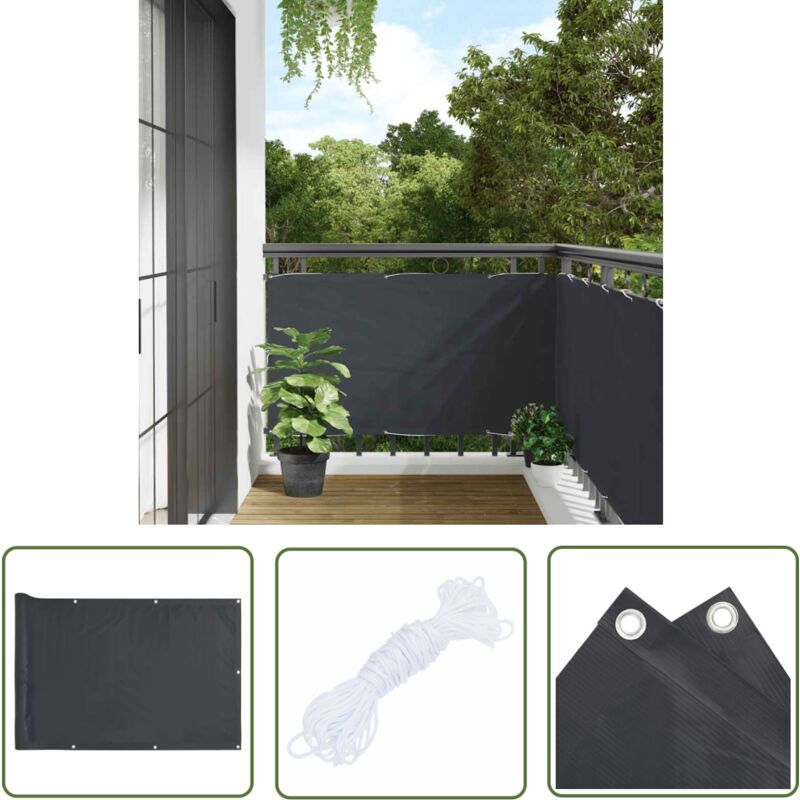 The Living Store - cran d'intimité de balcon anthracite 300x90 cm pvc - Brise Vue Balcon - Ecran D'intimité - Cloture Pliable - Protection Solaire