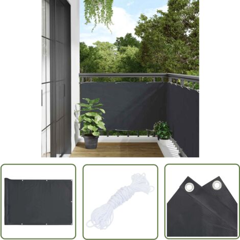 The Living Store Écran d'intimité de balcon anthracite 600x75 cm PVC - Écran D'intimité Balcon - Brise Vue Balcon - Clôture Balcon - Protection Solaire Balcon - Décoration Balcon