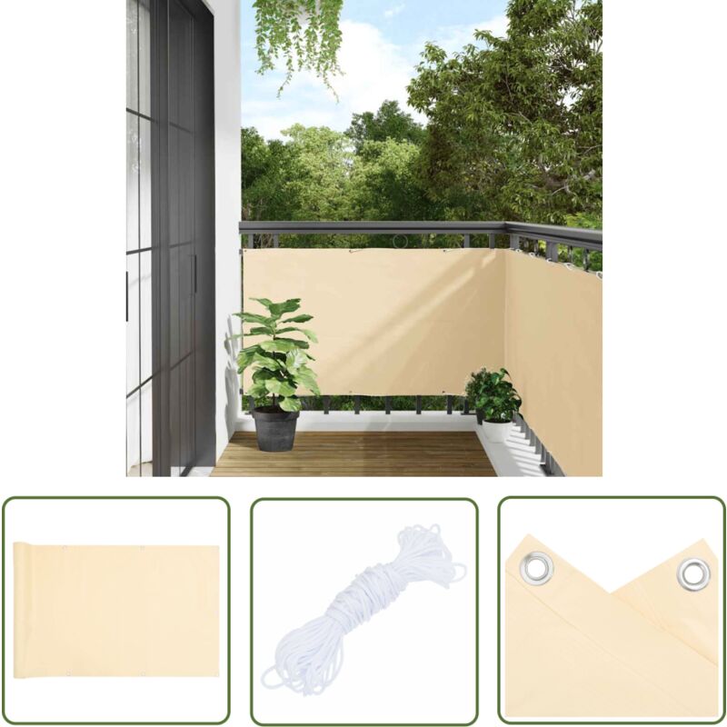 The Living Store - cran d'intimité de balcon crème 1000x90 cm pvc - Brise Vue Balcon - Ecran D'intimité - Cloture Pliable - Protection Solaire