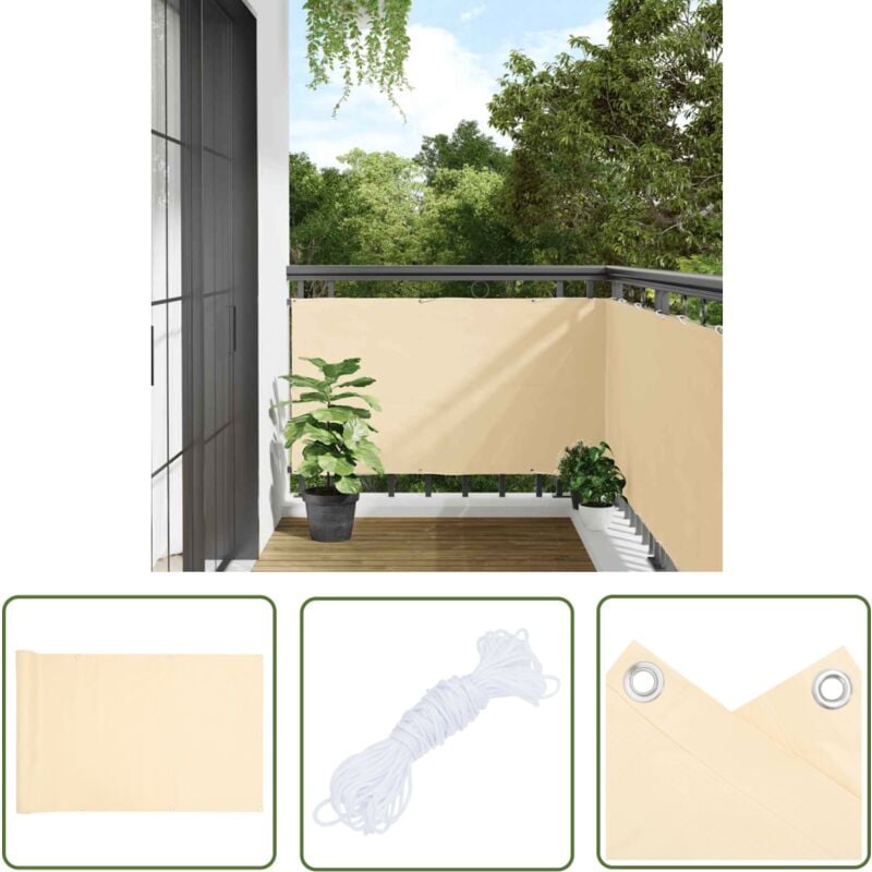 The Living Store - cran d'intimité de balcon crème 800x120 cm pvc - Écran D'intimité Balcon - Brise Vue Balcon - Cloture Balcon - Protection Solaire