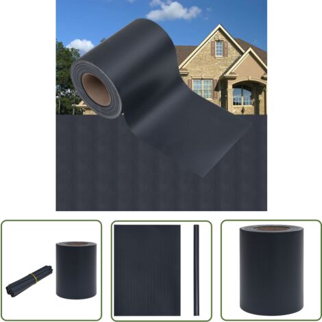 The Living Store Écran d'intimité de jardin PVC 35x0,19 m Gris foncé mat - Écran D'intimité Jardin - Clôture Pvc - Barrière De Confidentialité - Brise Vent Extérieur - Ombrage Jardin