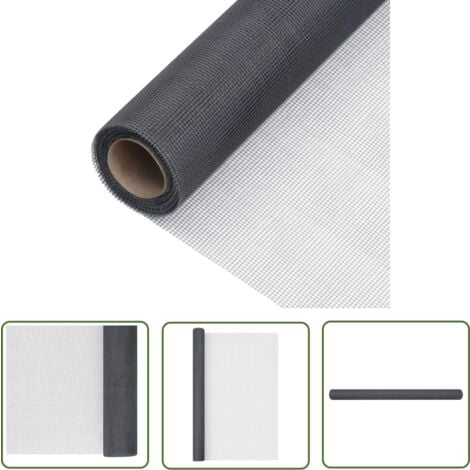The Living Store Écran en treillis Fibre de verre 60x2000 cm Gris - Trellis En Fibre De Verre - Écran En Fibre De Verre - Moustiquaire - Protection Contre Les Insectes - Clôture Légère
