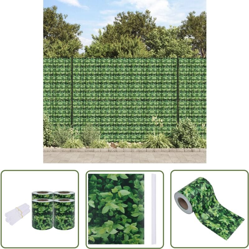 The Living Store - crans d'intimité de jardin 4 pcs pvc 35x0,19 m Vert - Écran D'intimité Jardin - Clôture Pvc - Barrière De Confidentialité