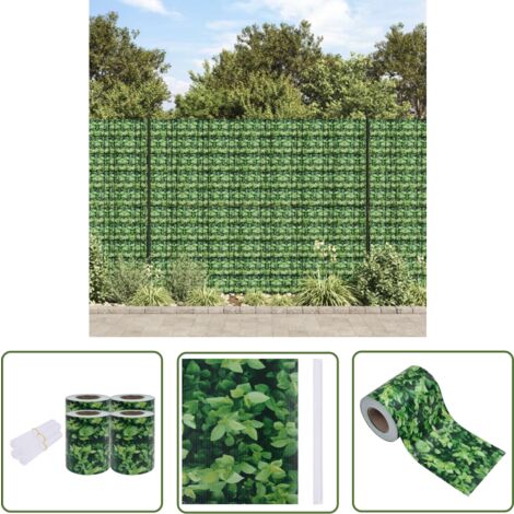 The Living Store Écrans d'intimité de jardin 4 pcs PVC 35x0,19 m Vert - Écran D'intimité Jardin - Clôture Pvc - Barrière De Confidentialité - Rouleau De Clôture - Brise Vent