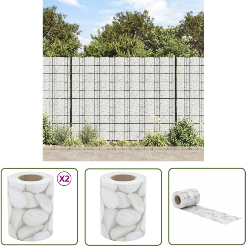 The Living Store - crans d'intimités de jardin 2 pcs aspect gravier de marbre pvc - Brise Vue Jardin - Écran D'intimité - Clôture Décorative