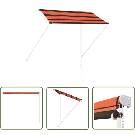 The Living Store Einziehbare Markise 250×150 cm Orange und Braun - Markise - Sonnenschutz - Gartensonnenblende - Terrassenschirm - Balkonmarkise