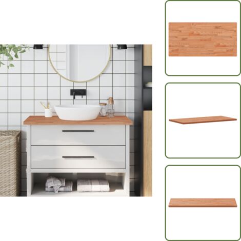 The Living Store Encimera de baño madera maciza de haya 100x50x2,5 cm - Encimera de madera