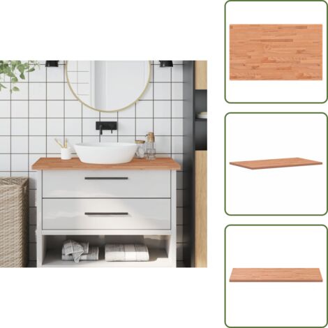 The Living Store Encimera de baño madera maciza de haya 100x60x2,5 cm - Encimera de madera