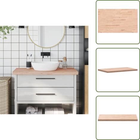 The Living Store Encimera de baño madera maciza de haya 100x60x4 cm - Encimera de madera