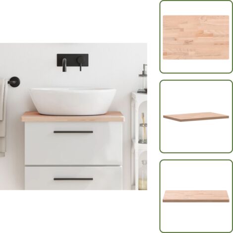 The Living Store Encimera de baño madera maciza de haya 60x40x2,5 cm - Encimera de madera