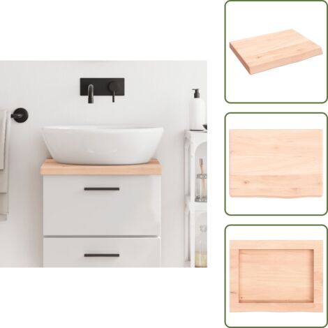 The Living Store Encimera de baño madera maciza sin tratar 40x30x(2-4) cm - Madera maciza