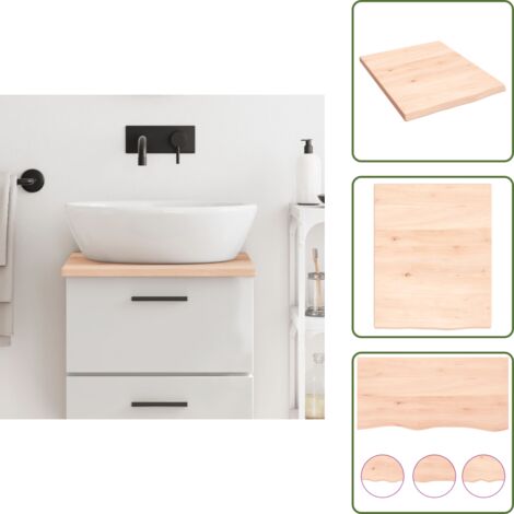 The Living Store Encimera de baño madera maciza sin tratar 40x50x2 cm - Encimera de madera