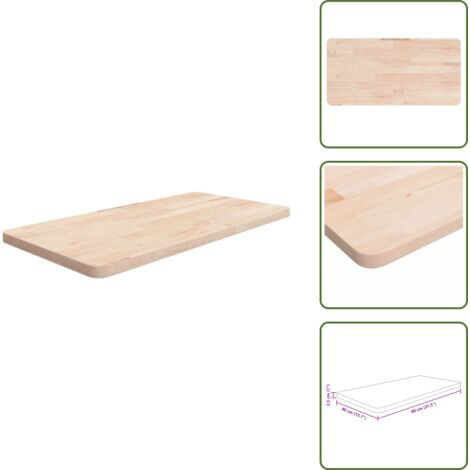 The Living Store Encimera de baño madera maciza sin tratar 80x40x2,5 cm - Madera maciza