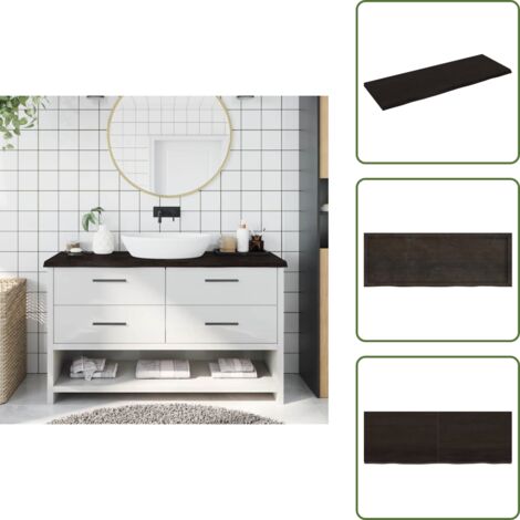 The Living Store Encimera de baño madera tratada marrón oscuro 140x50x(2-4) cm - Madera tratada