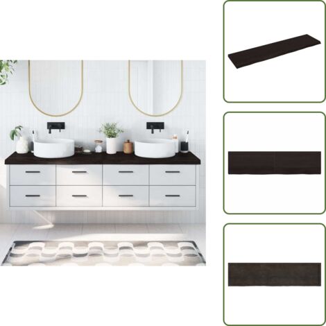 The Living Store Encimera de baño madera tratada marrón oscuro 200x50x(2-6) cm - Madera tratada