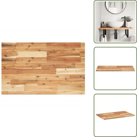 The Living Store Encimera tocador baño madera acacia acabado aceite 100x50x2 cm - Madera de acacia