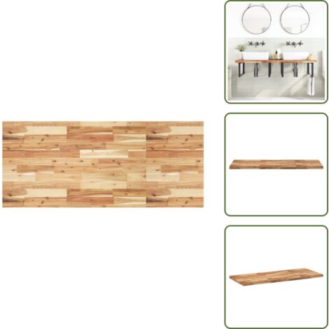The Living Store Encimera tocador baño madera acacia acabado aceite 120x60x4 cm - Madera de acacia