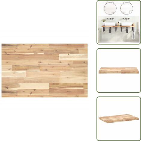 The Living Store Encimera tocador baño madera acacia sin tratar 140x50x4 cm - Madera de acacia