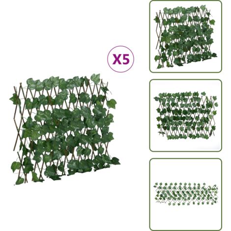 The Living Store Enrejado expansible de parra artificial verde 5 uds 190x60 cm - Valla extensible