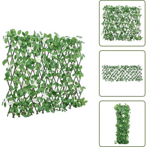 The Living Store Enrejado valla expansible de hiedra artificial verde 186x30 cm - Valla extensible