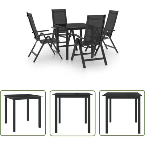 The Living Store Ensemble à manger de jardin 5 pcs aluminium anthracite - Salon De Jardin - Mobilier De Jardin - Set De Table - Ensemble De Salon De Jardin - Table Basse