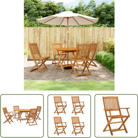 The Living Store Ensemble à manger de jardin 5 pcs Bois d'acacia solide - Ensemble Salon De Jardin - Mobilier De Jardin - Table Repas Extérieur - Chaises De Jardin - Acacia Massif