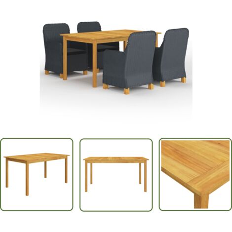 The Living Store Ensemble à manger de jardin 5 pcs Gris foncé - Meubles De Jardin - Salon De Jardin - Set De Jardin - Mobilier De Jardin - Table De Jardin