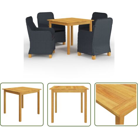 The Living Store Ensemble à manger de jardin 5 pcs Gris foncé - Meubles De Jardin - Salon De Jardin - Set De Table - Mobilier De Jardin - Table Basse