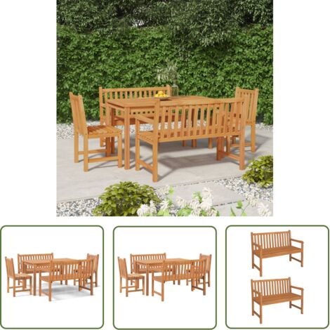 The Living Store Ensemble à manger de jardin 5pcs Bois de teck massif - Salon De Jardin - Meuble De Jardin - Set De Jardin - Table De Jardin - Chaises De Jardin