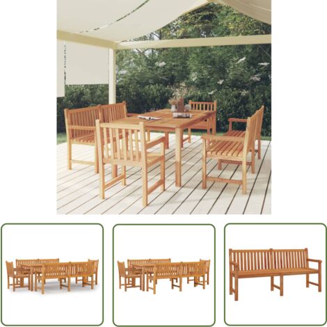 The Living Store Ensemble à manger de jardin 5pcs Bois de teck massif - Salon De Jardin - Meuble De Jardin - Set De Table - Table De Jardin - Chaises De Jardin