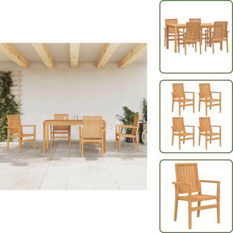 The Living Store Ensemble à manger de jardin 5pcs Bois de teck massif - Table de jardin