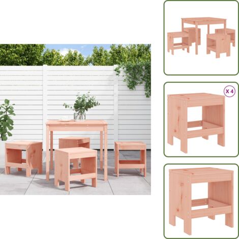 The Living Store Ensemble à manger de jardin 5pcs bois massif Douglas - Meubles De Jardin - Salon De Jardin - Set De Repas - Table De Jardin - Chaises De Jardin