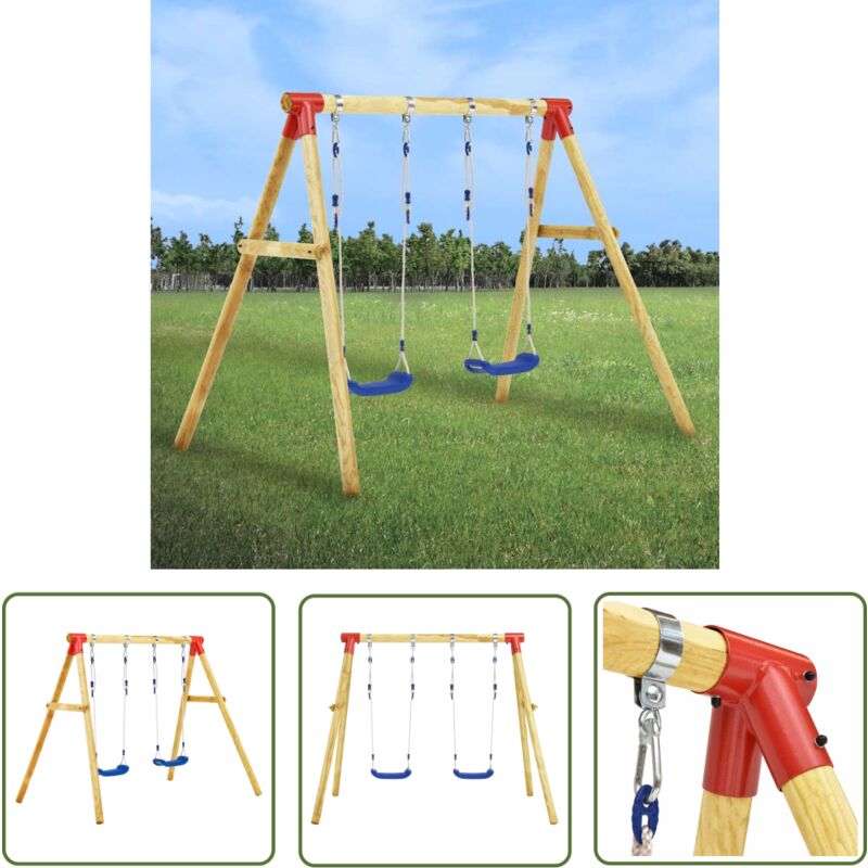 The Living Store Ensemble de balançoire 230x130x166 cm Pinède - Jeux De Plein Air - Balançoire - Jardin - Aire De Jeux - Jouet Extérieur