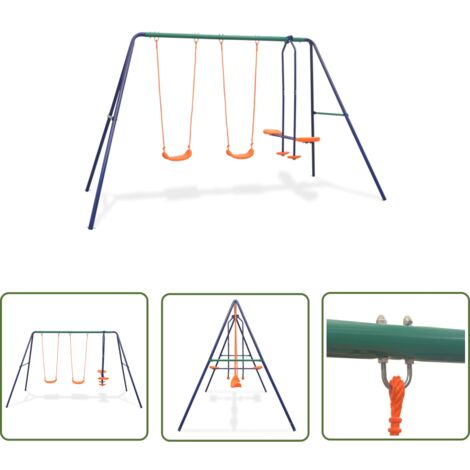 The Living Store Ensemble de balançoires avec 4 sièges Orange - Balançoire - Jeu Exterieur - Aire De Jeux - Jouet Enfant - Balançoires