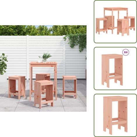The Living Store Ensemble de bar de jardin 5 pcs bois massif de Douglas - Meubles De Jardin - Salon De Jardin - Set De Bar Extérieur - Mobilier De Patio - Table De Bar