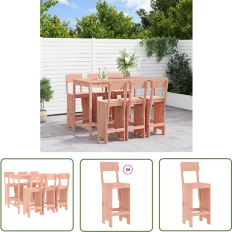 The Living Store Ensemble de bar de jardin 7 pcs bois massif douglas - Meubles De Jardin - Salon De Jardin - Set De Bar Extérieur - Mobilier De Patio - Table De Bar