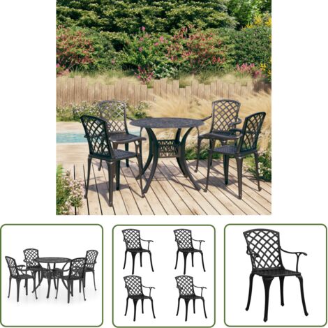 The Living Store Ensemble de bistro 5 pcs Aluminium coulé Noir - Ensemble De Bistro - Salon De Jardin - Meuble De Jardin - Table De Jardin - Chaise De Jardin