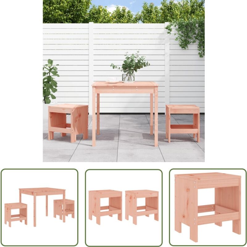 The Living Store - Ensemble de bistrot de jardin 3 pcs bois massif Douglas - Ensemble De Bistro - Salon De Jardin - Mobilier De Jardin - Table De