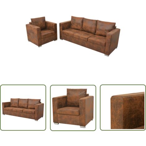 Lot de 2 fauteuils en cuir de buffle CHESTERFIELD - Gris