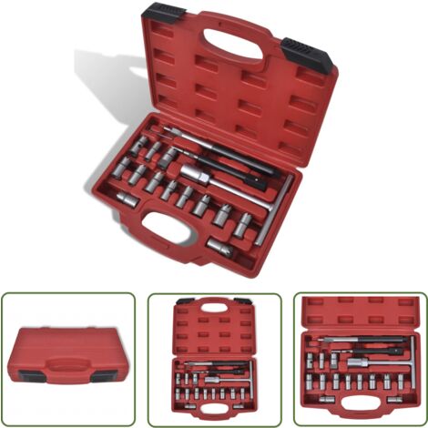 The Living Store Ensemble de couteau de siège d'injecteur diesel 17 pcs - Outil Mécanique - Outillage Automobile - Jeu De Couteaux D'injecteur - Entretien Véhicule - Réparation Moteur