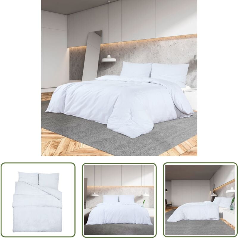 The Living Store Ensemble de housse de couette Blanc 200x220 cm Microfibre - Housses De Couette - Linge De Lit - Literie - Drap Housse - Coton